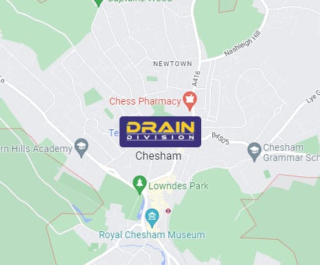 Section of a map showing Chesham and the close surrounding areas.